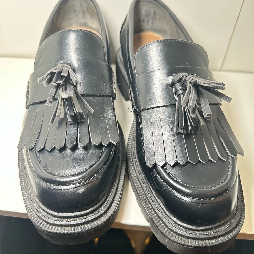 H&M Black Tassel Fringe Loafers - Picture 1 of 8